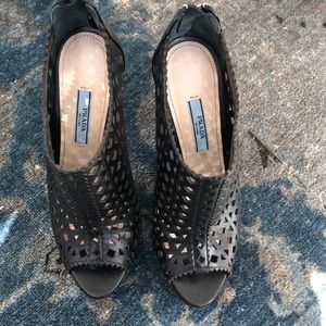 Prada open toe booties. Rarely worn. Size 37.5